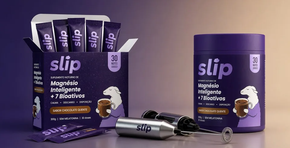 Kit boas-vindas: caixa de sachês, pote e mixer elétrico Slip